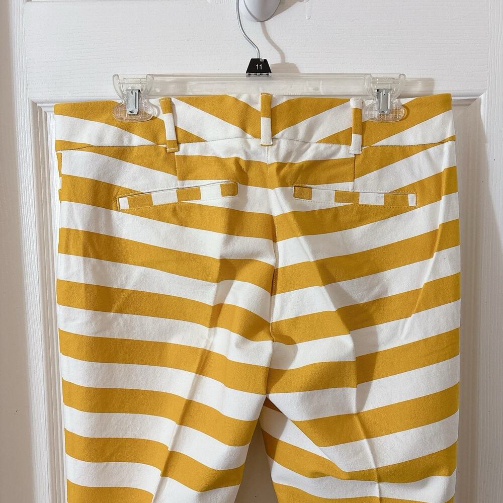 New York & Company The Audrey Pant Slim leg Ankle sz 8 Mustard Yellow & Off Wht - Picture 8 of 8